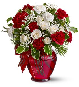 Carnations and Rose Vase Arrangement