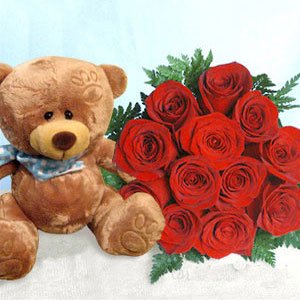 Roses and bear