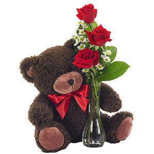 bear and roses